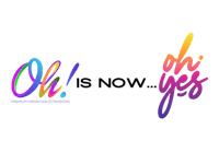 a colorful logo with the words oh yes